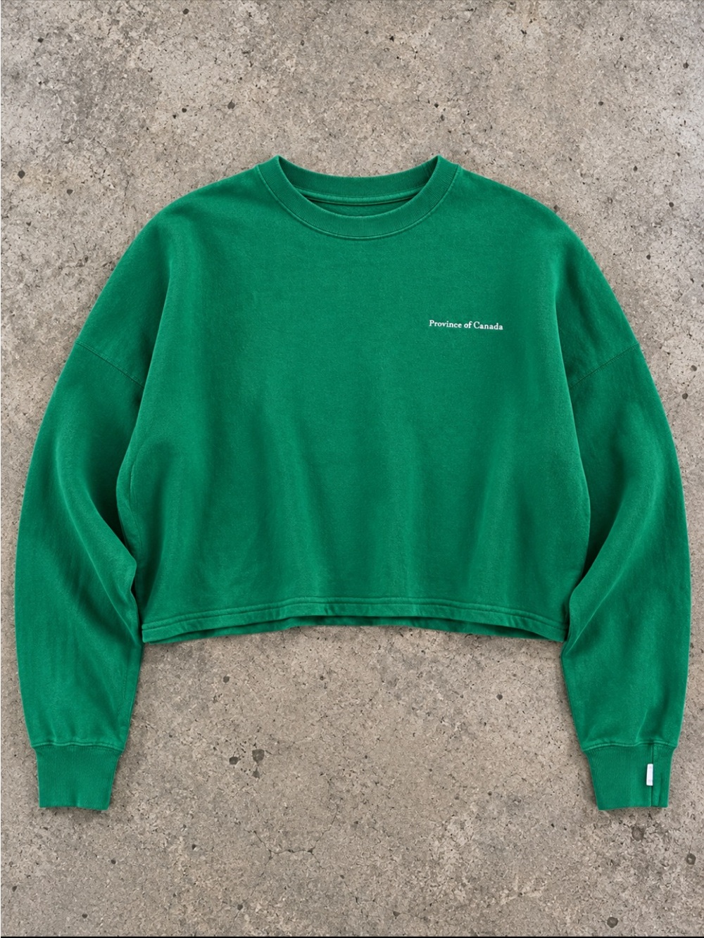 Province of Canada Cropped Sweatshirt Woman XL Green 100% Cotton Made in Canada